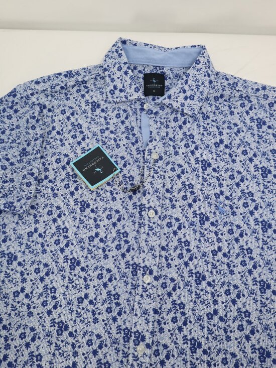 Tailorbyrd Other - NWT TailorByrd Shirt Men's Medium Blue Floral Short Sleeve Button Up Cotton